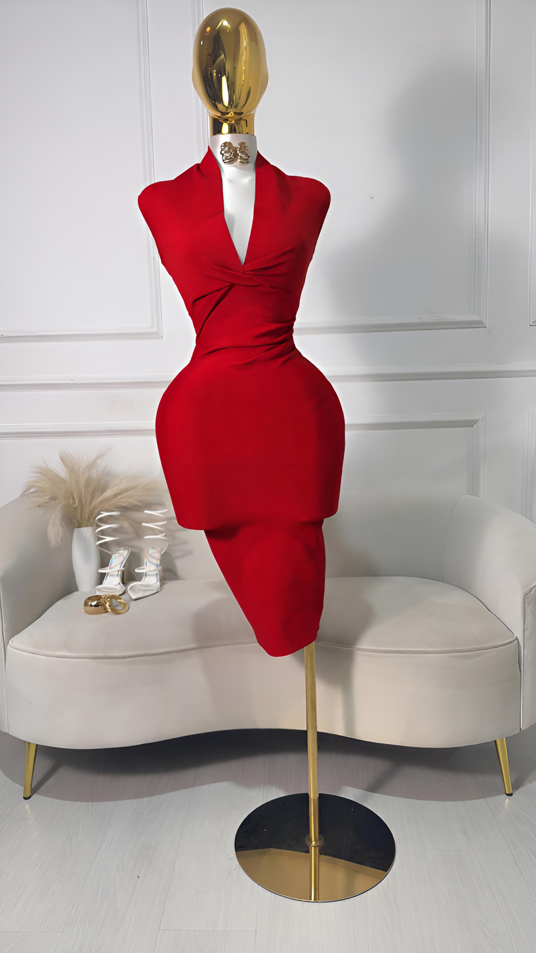 VESTIDO ROJO BANDAGE SIN MANGAS