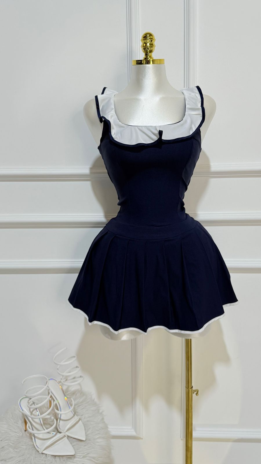Vestido Mini Volantes Navy AZUL MARINO