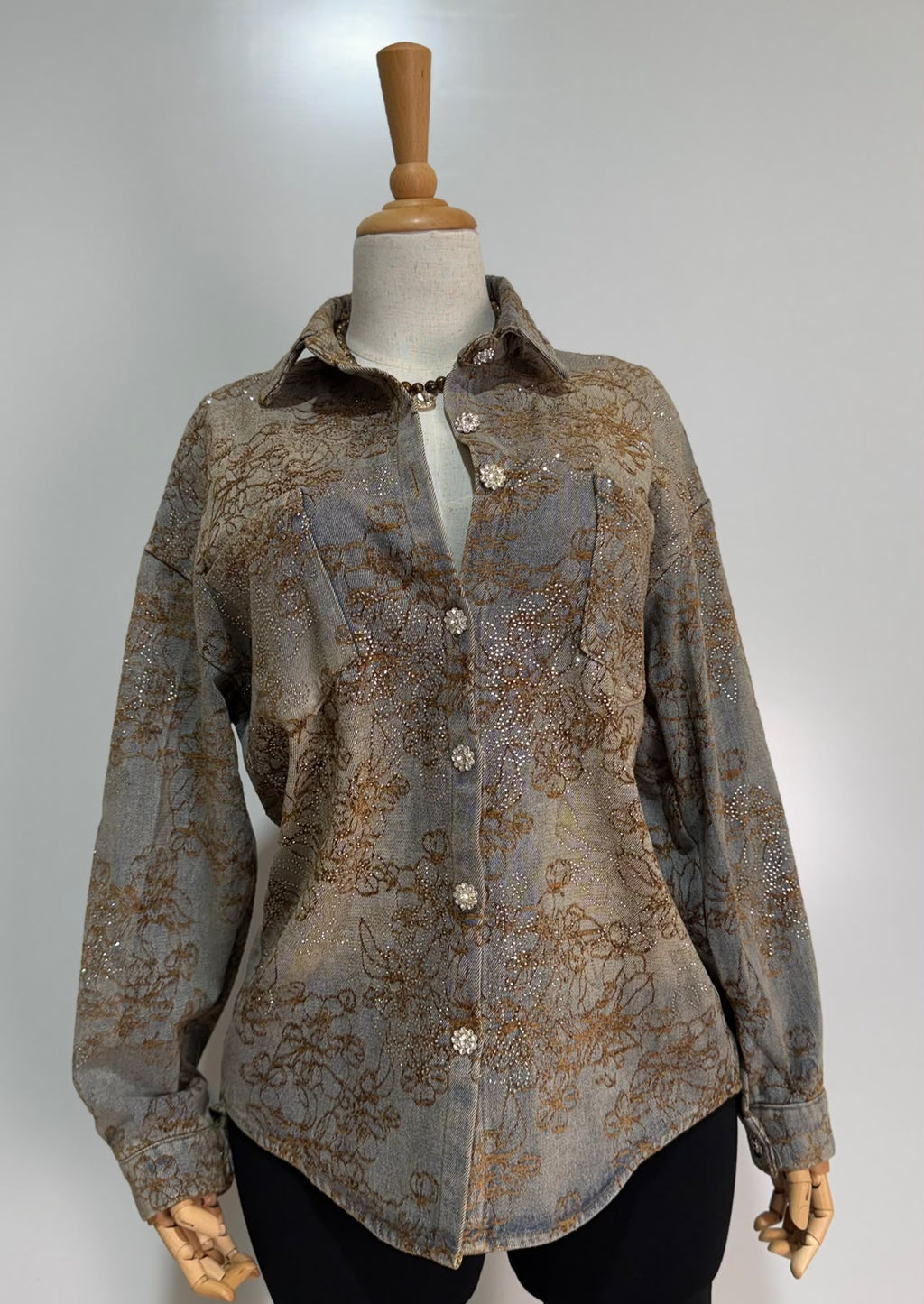 CAMISA MEZCLILLA ML BRILLOS