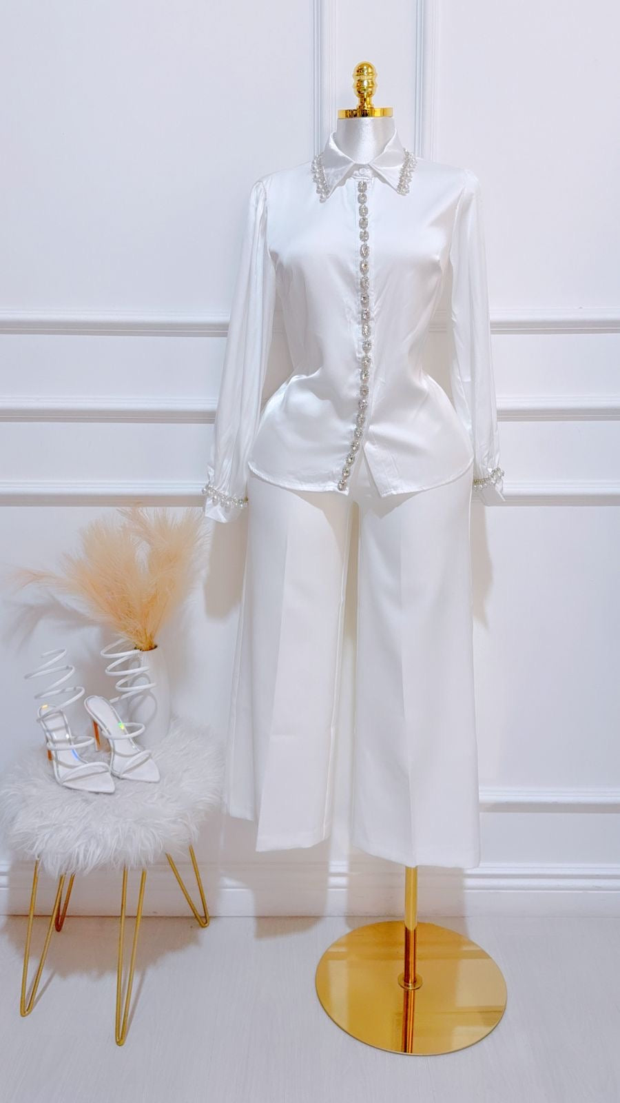 Camisa Blanca Pedrería
