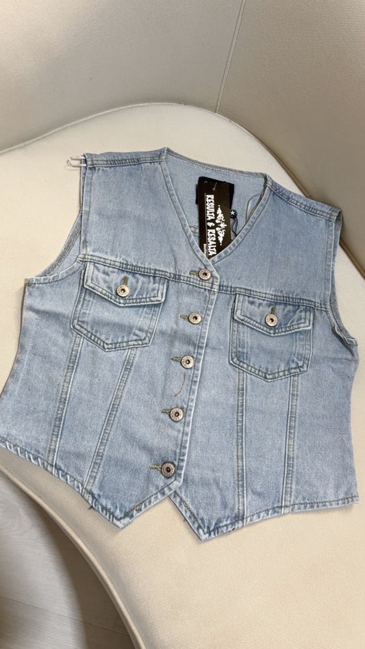 Chaleco Denim Bolsas