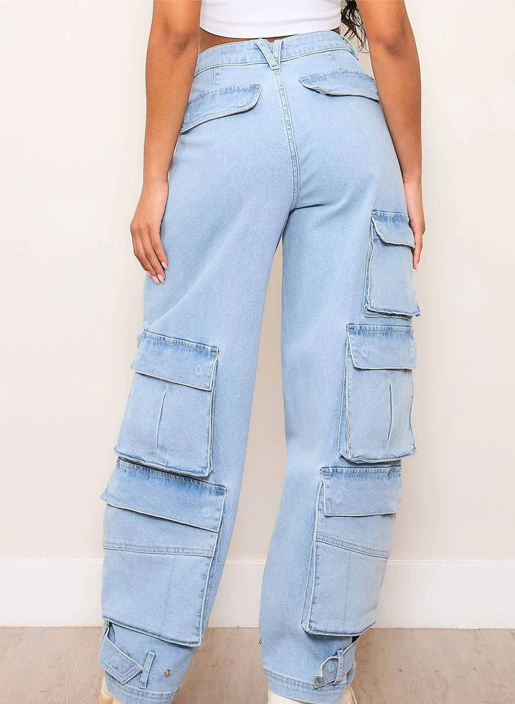 Pantalon Mezclilla Ancho Cargo