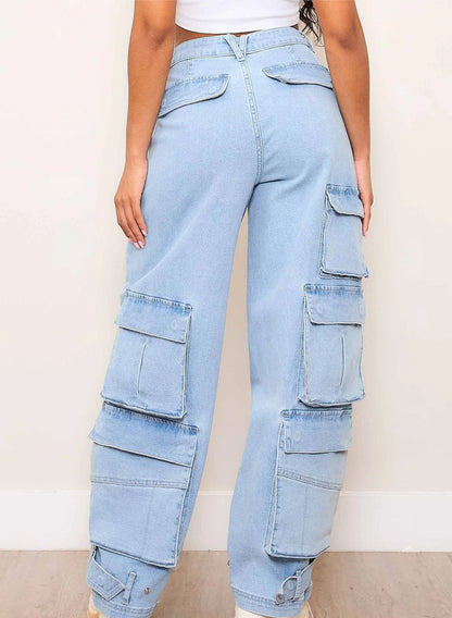 Pantalon Mezclilla Ancho Cargo