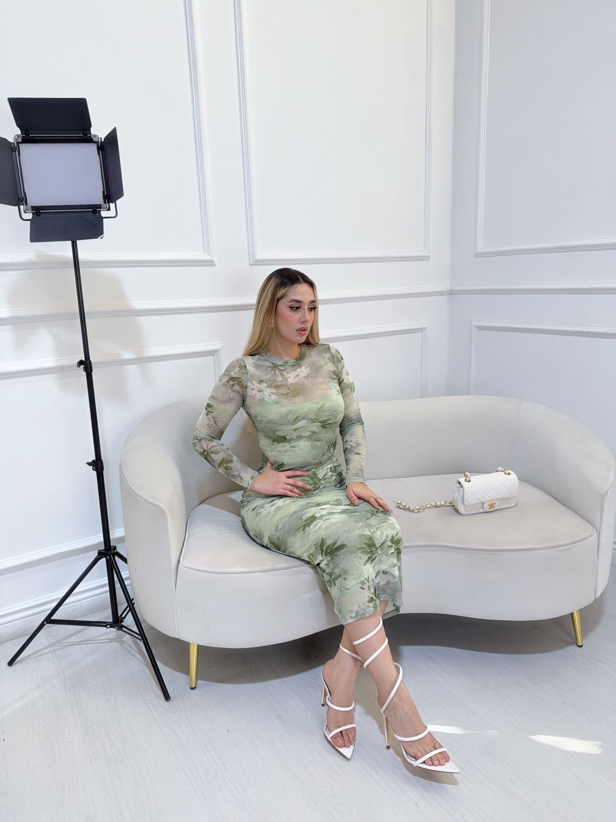 Vestido Verde Transparente Floreado