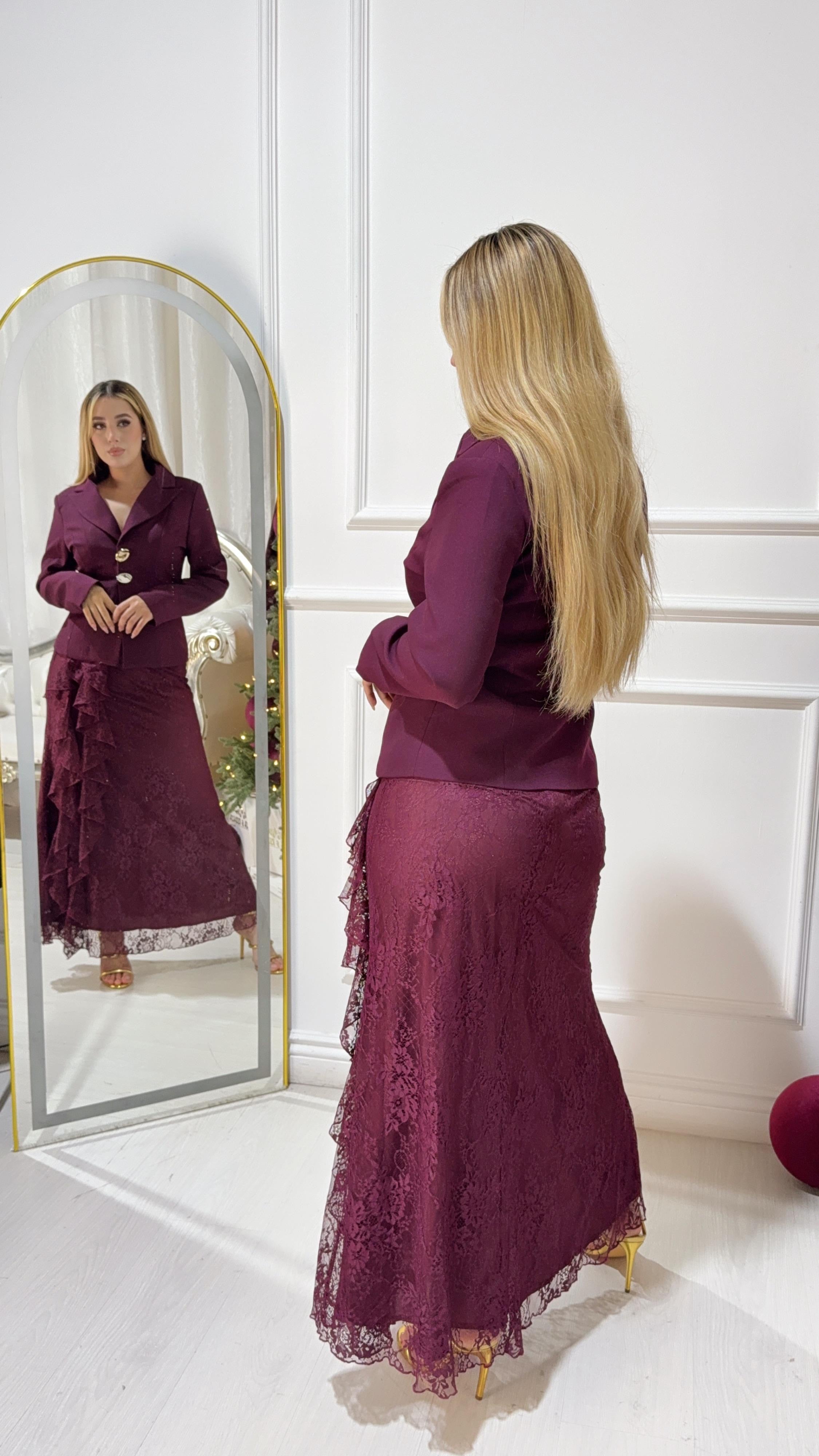 Set saco falda fuchsia