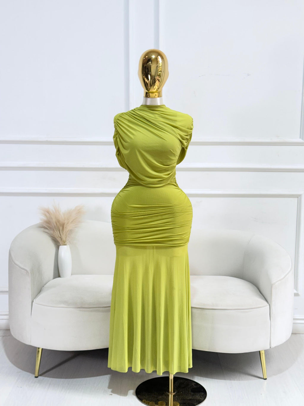 VESTIDO VERDE CORRUGADO