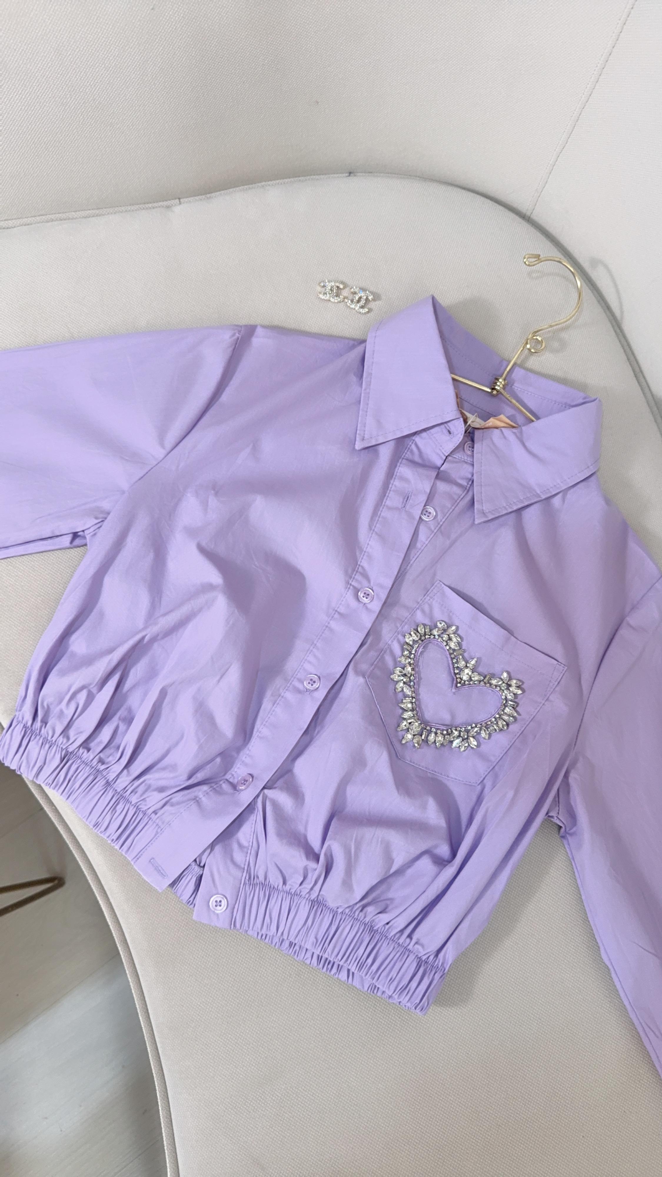 Blusa Lila Corazon Brillos