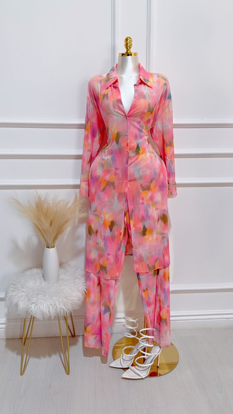 Set Camisa Maxi Pantalon Rosa Combo