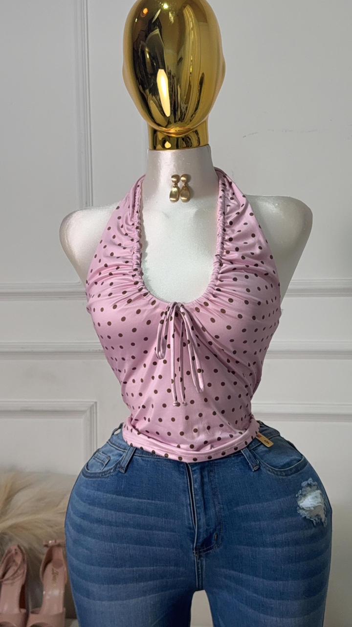 BLUSA MOÑO BOLITAS CAFES