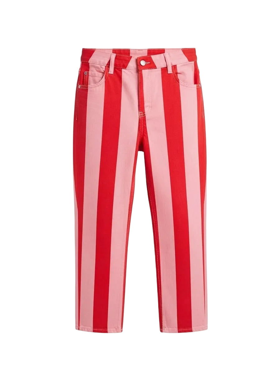 PANTALÓN RAYAS ROSA ROJO