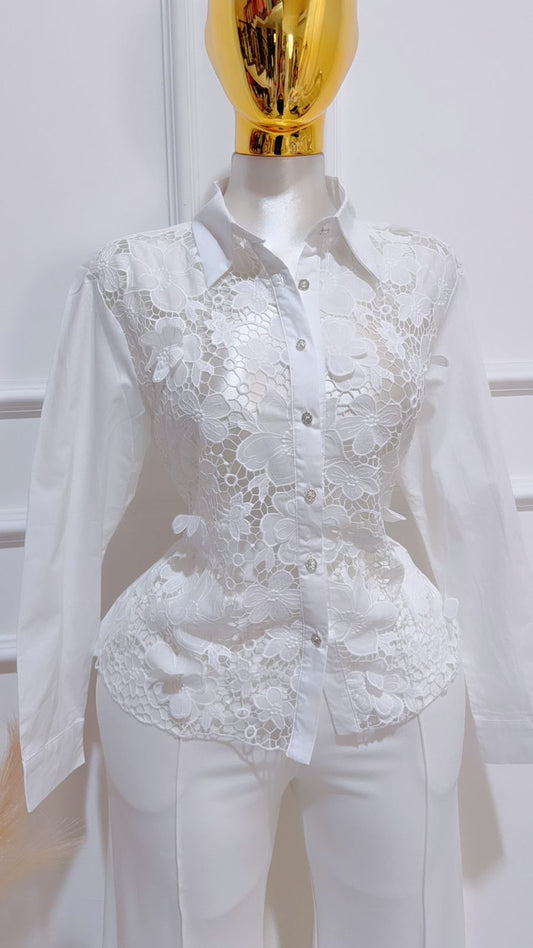 Camisa De Rosa Blanca