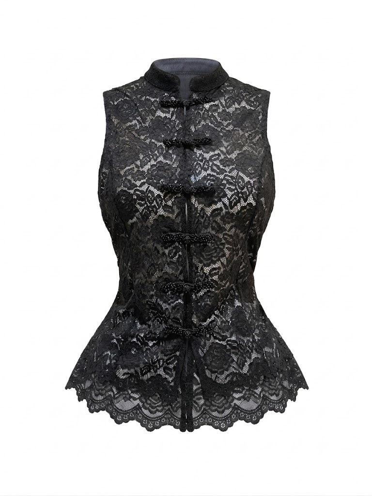 BLUSA NEGRA ENCAJE BRILLOS