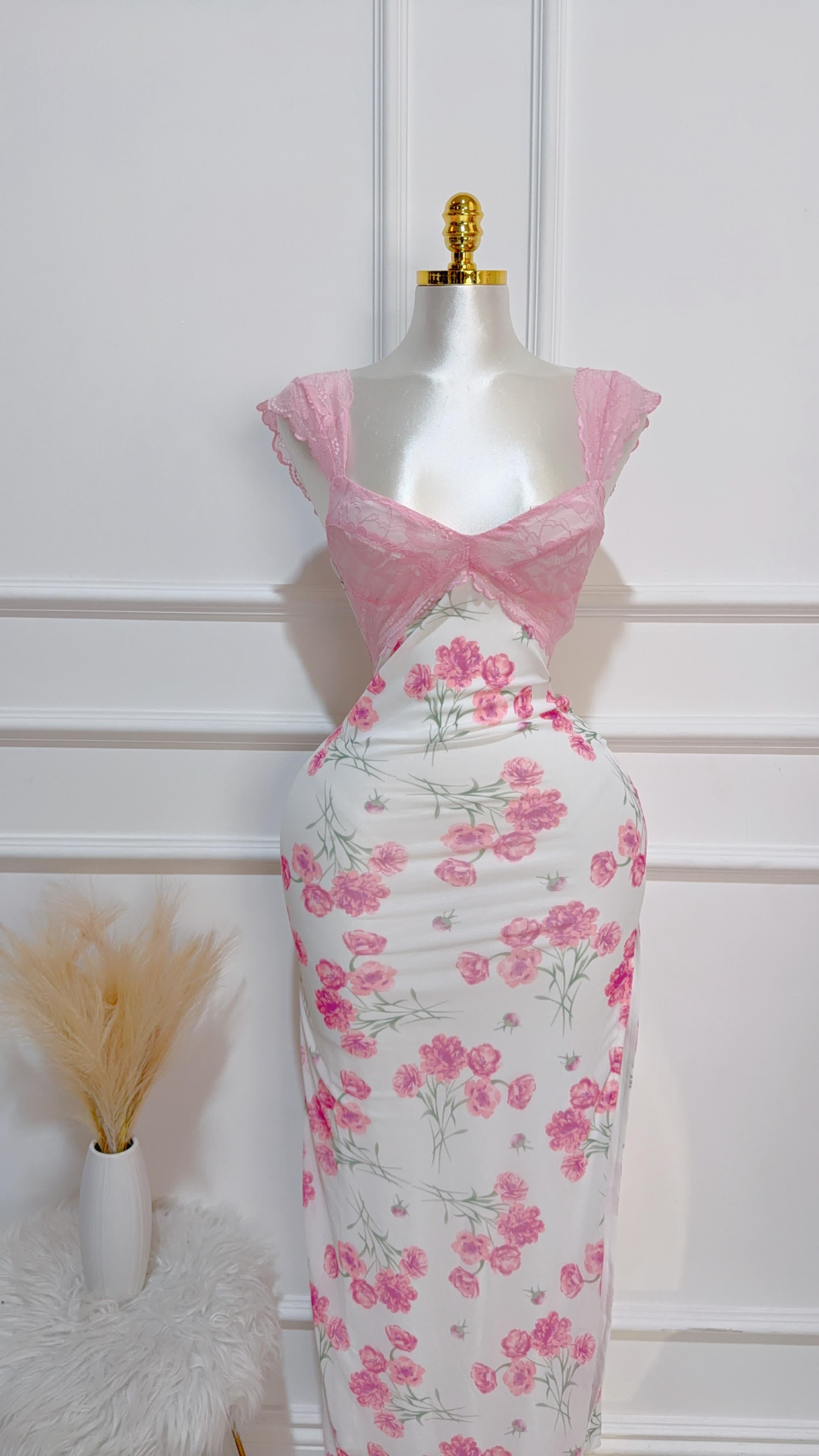 Vestido Encaje Blanco/Rosa