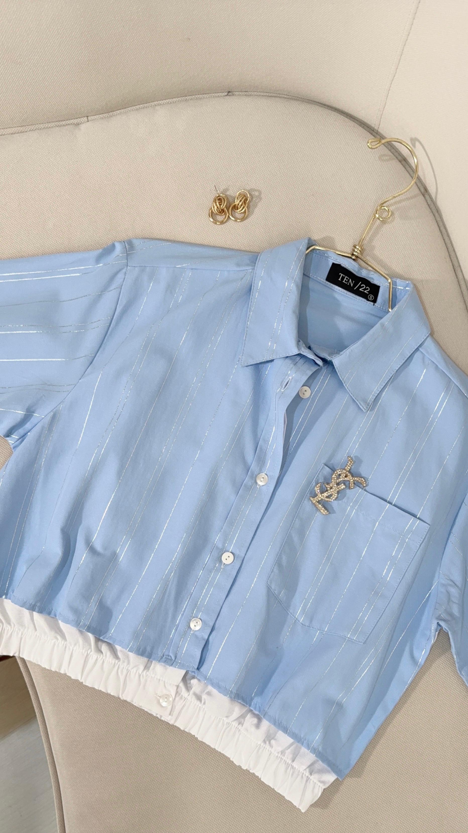 BLUSA AZUL BOTONES ML