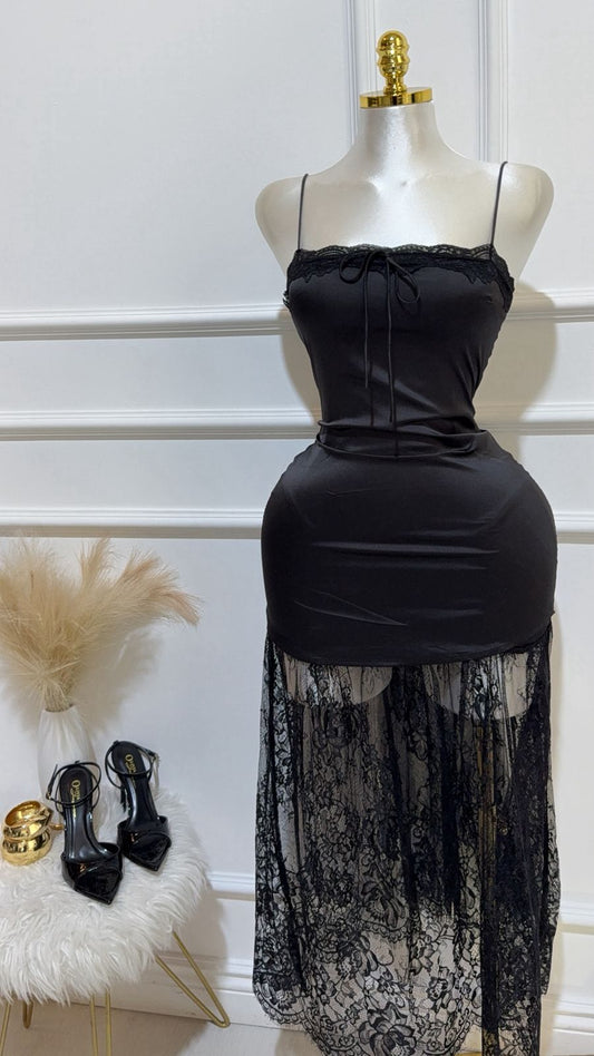 Vestido Encaje Largo Negro