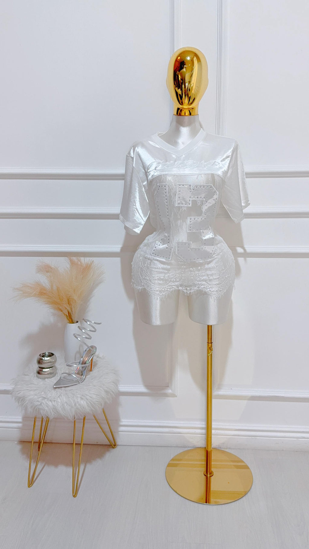 Top Jersey Encaje Blanco