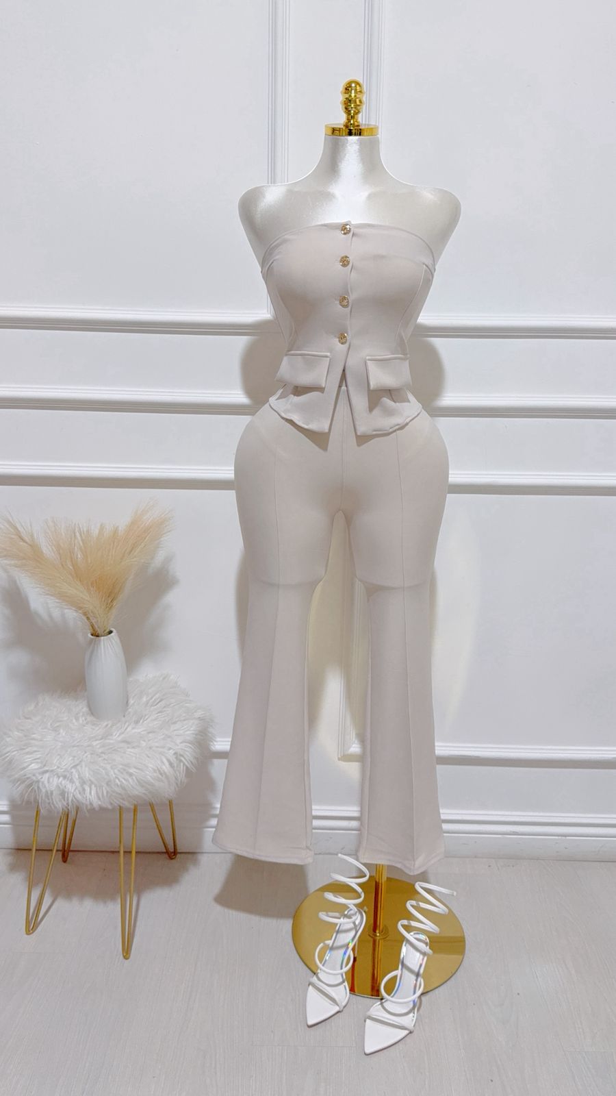 Top/Pantalon Con Tiro Alto