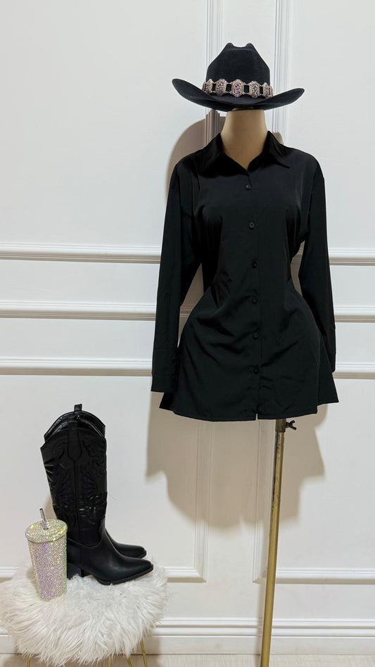 Blusa Negra Oversize Seda