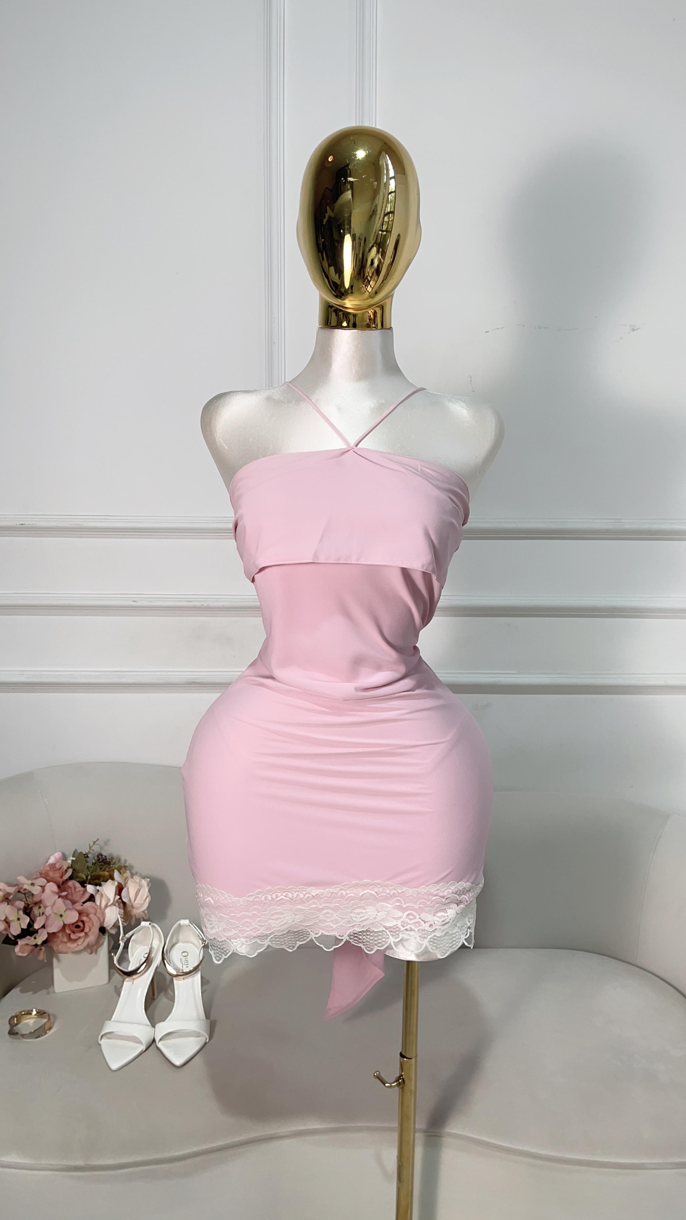 VESTIDO ROSA ENCAJE