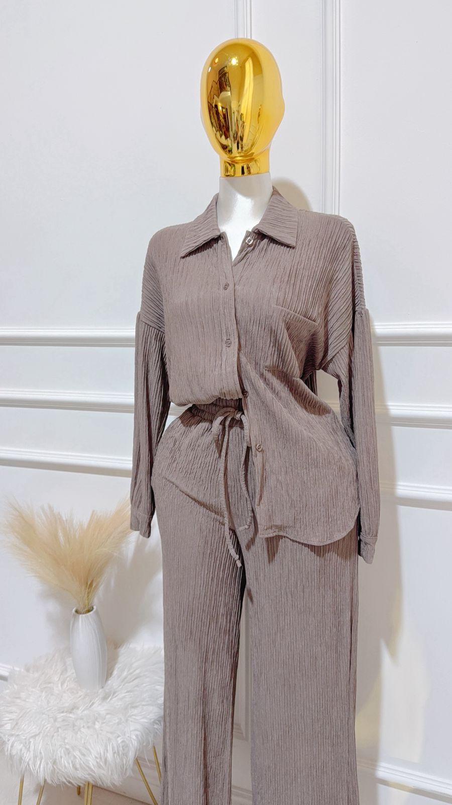 Set Con Botones Plisado Coco