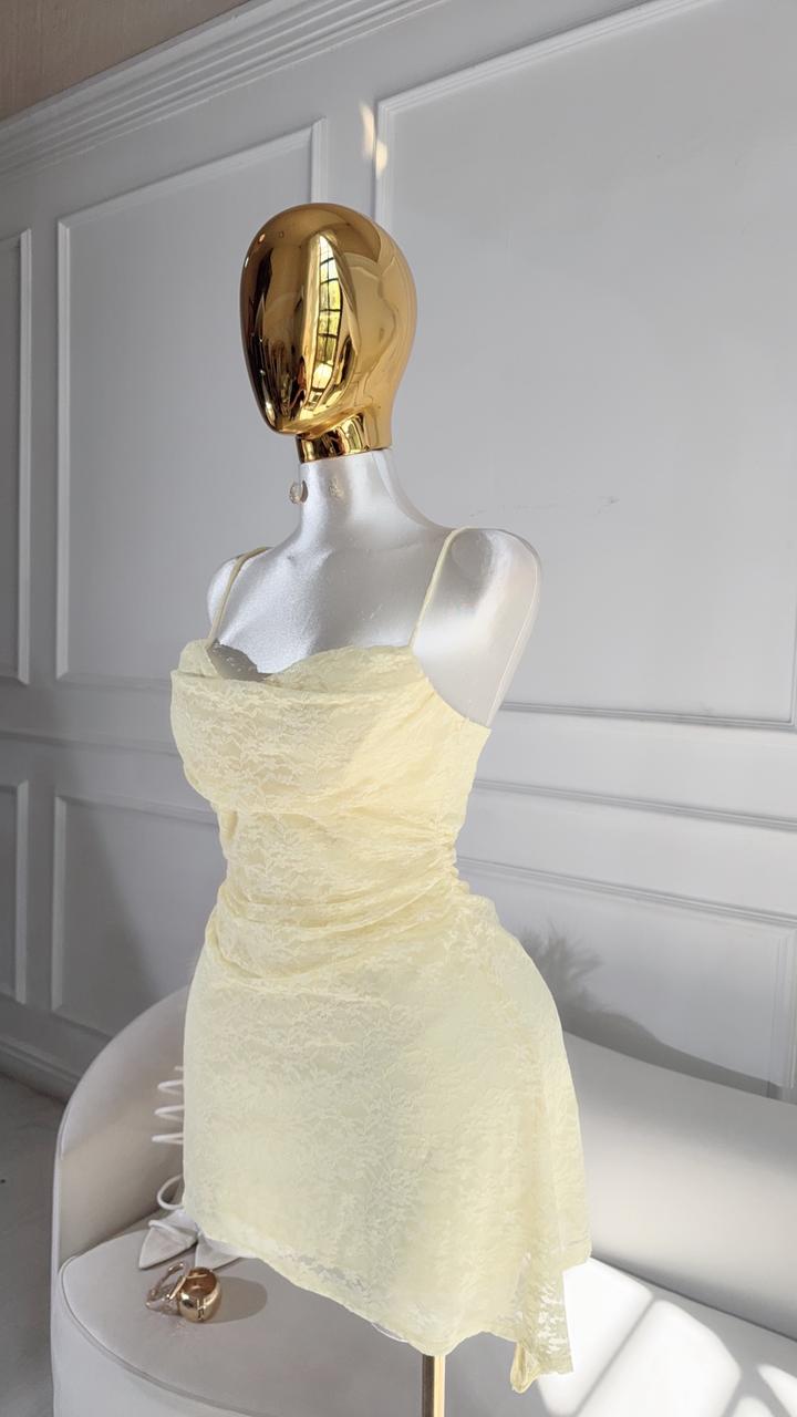 Vestido Amarillo Encaje