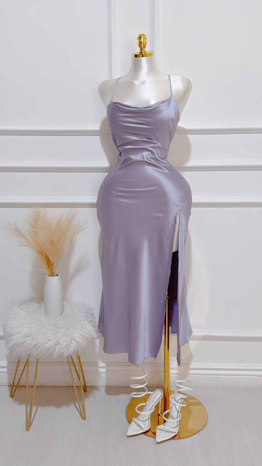 Vestido Largo Lavanda Abierto