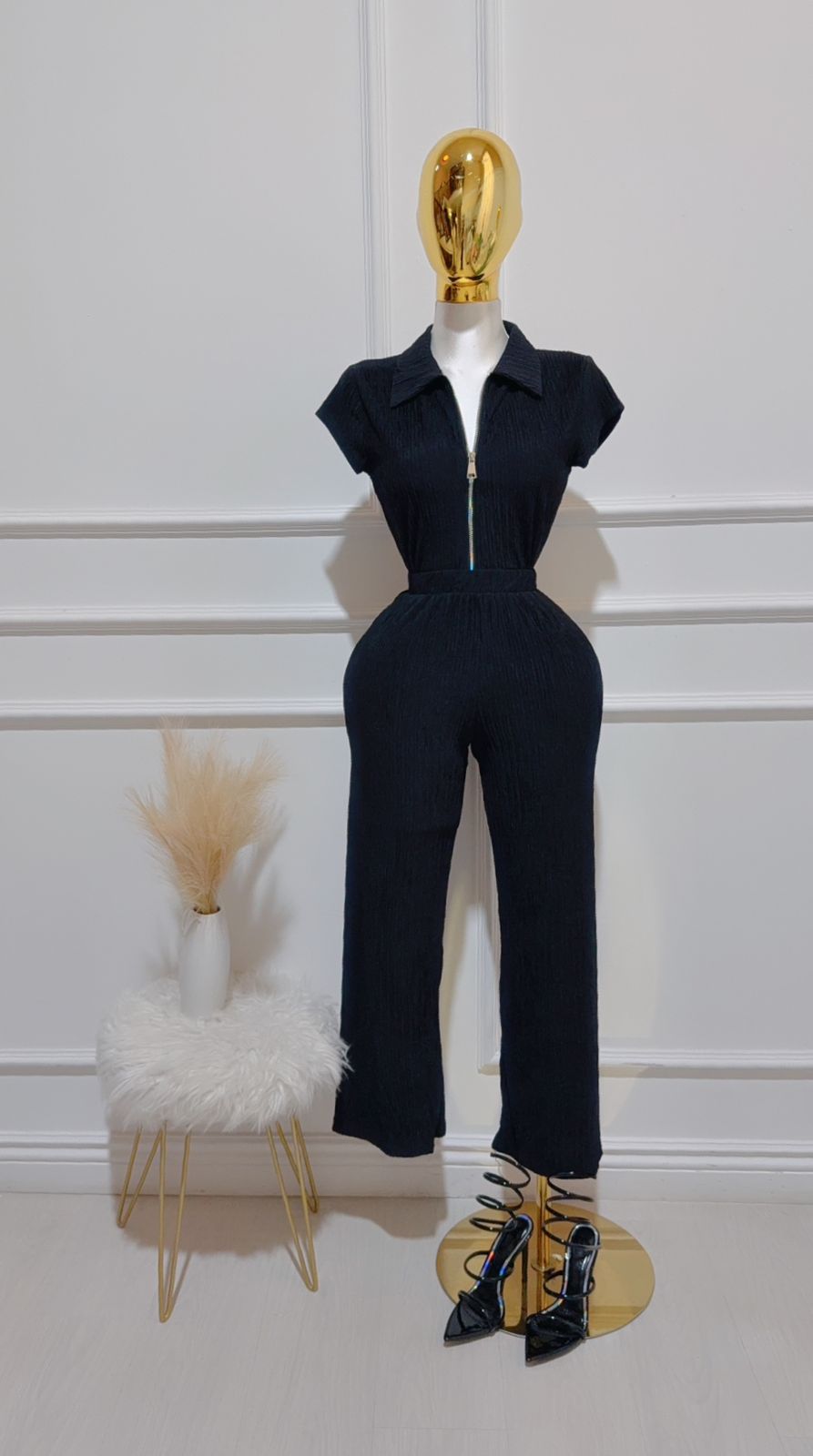 Set Textura Arrugada Negro