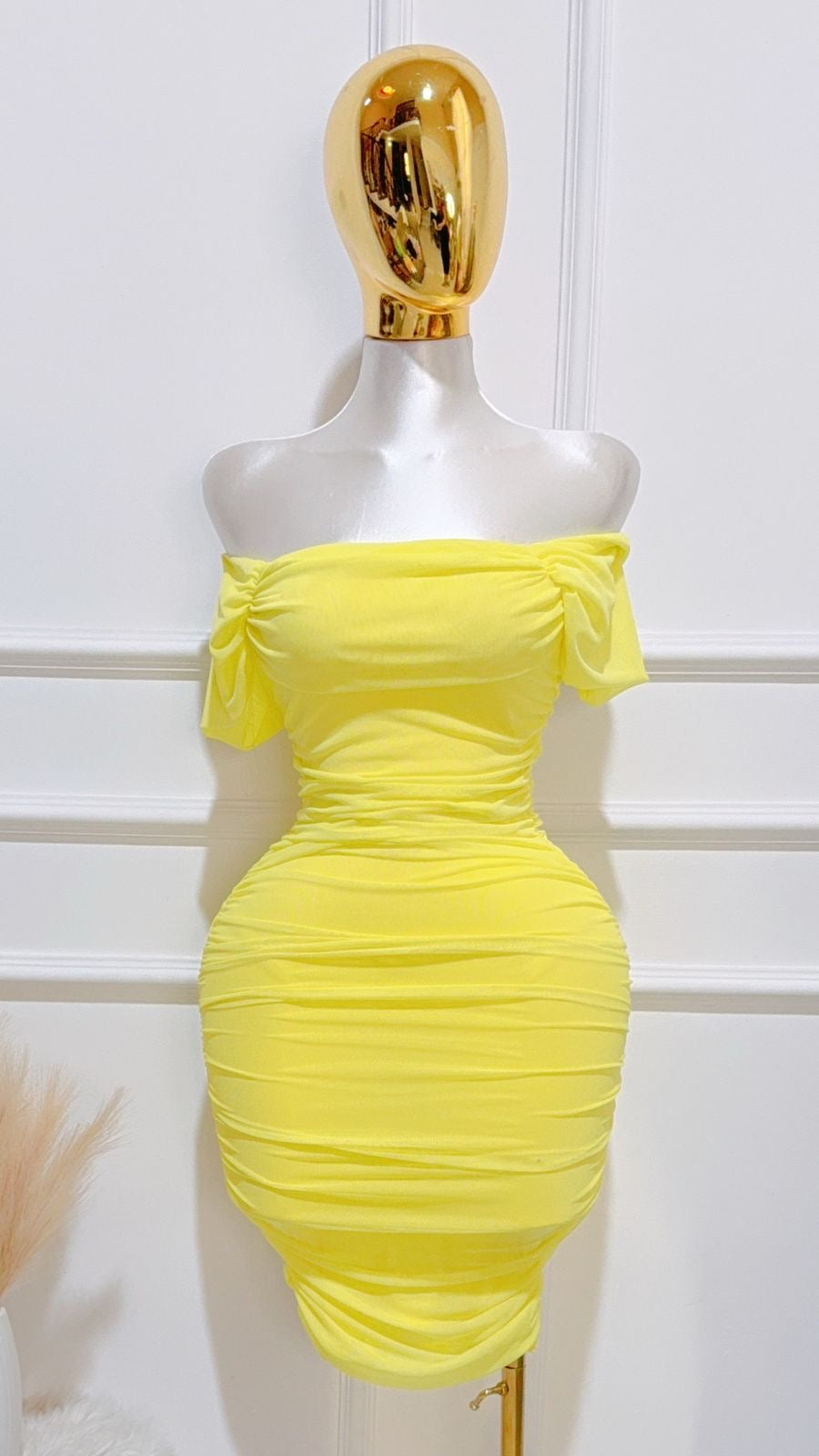 Vestido Mesh Rodilla Amarillo