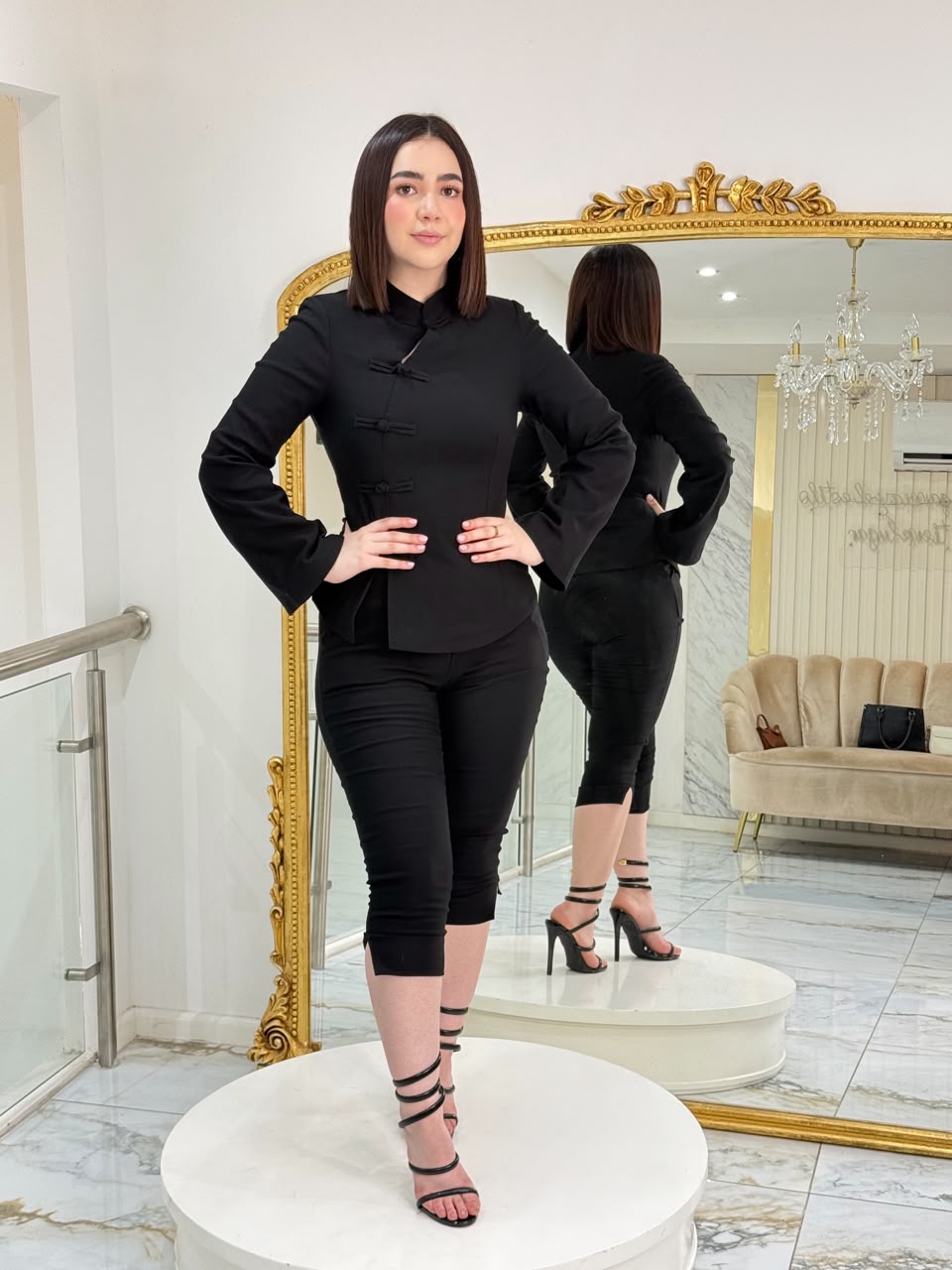 CONJUNTO MANGA LARGA CAPRI NEGRO