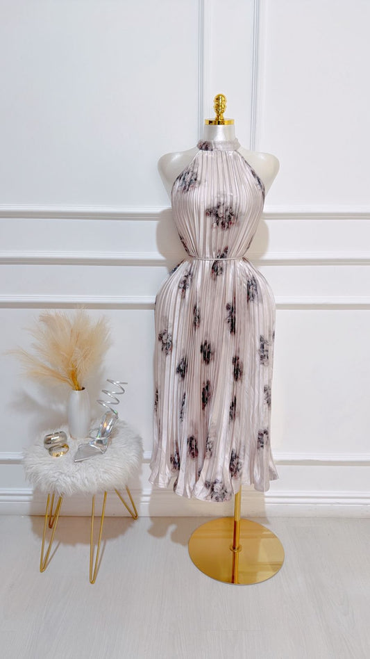 Vestido Plizado Cuello Halter