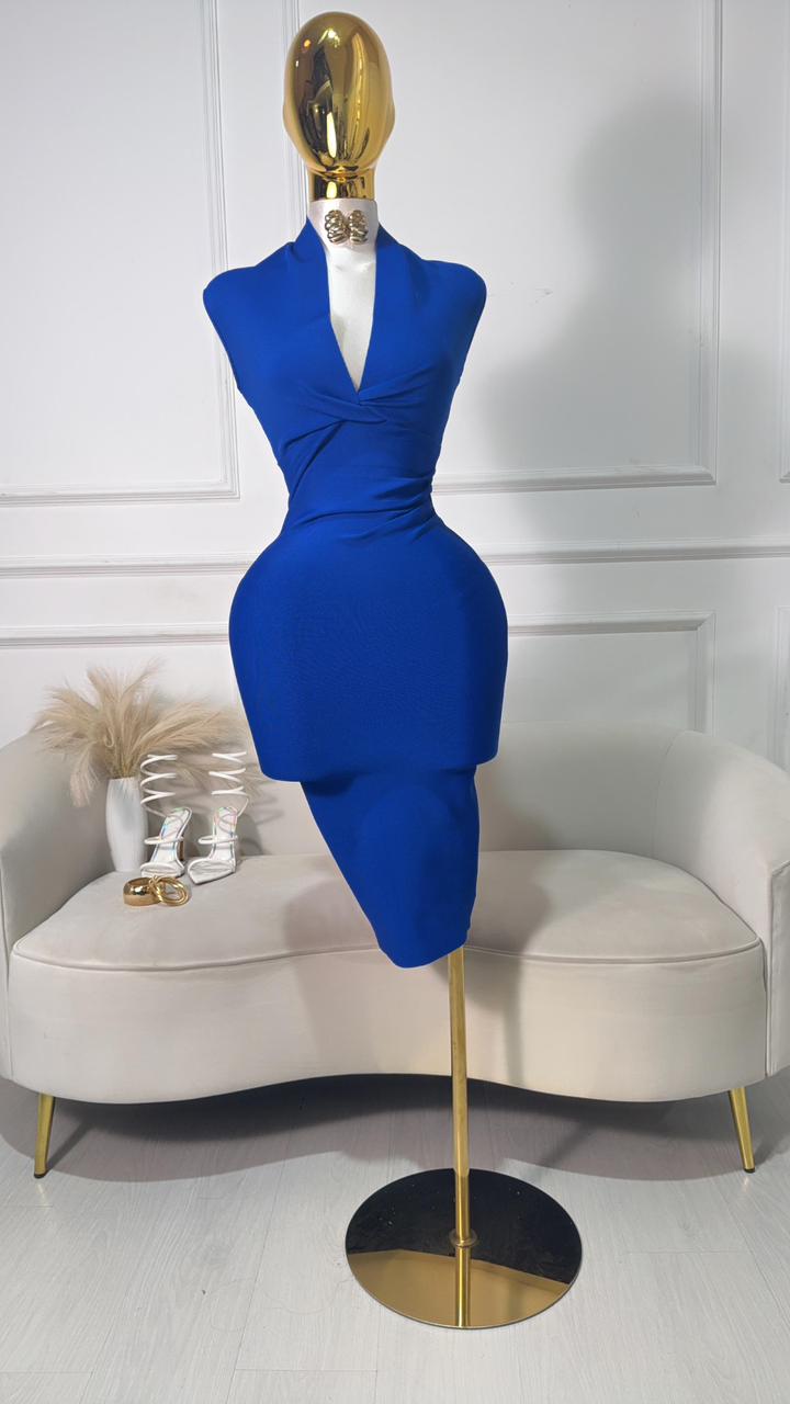 VESTIDO AZUL BANDAGE SIN MANGAS