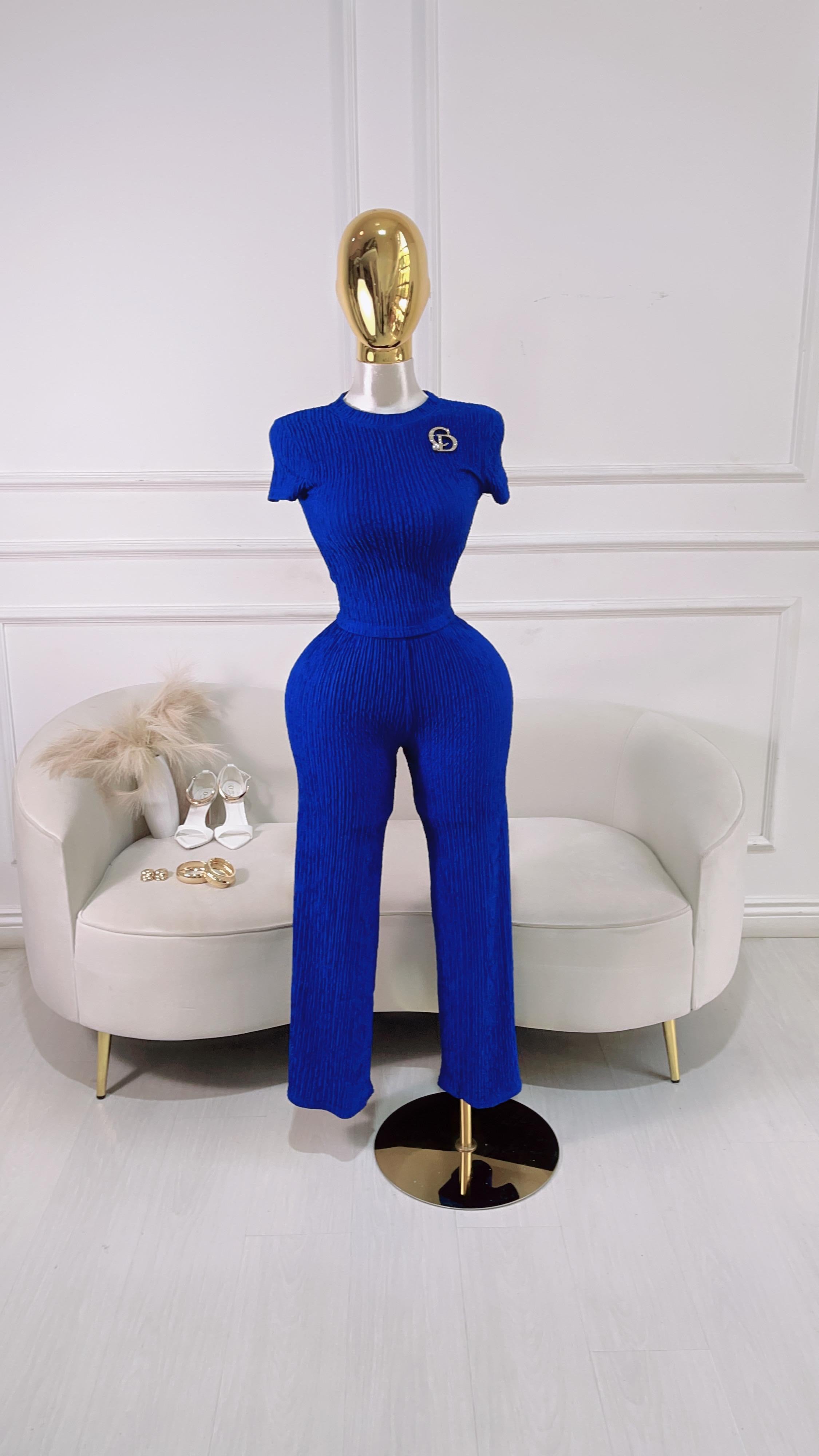 CONJUNTO AZUL VIOLETA PANTALÓN DRAPEADO