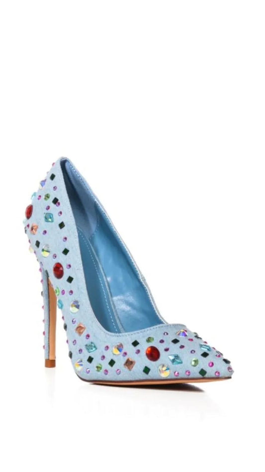 Stiletto Mezclilla pedreria CAMELLIA BLUE DENIM