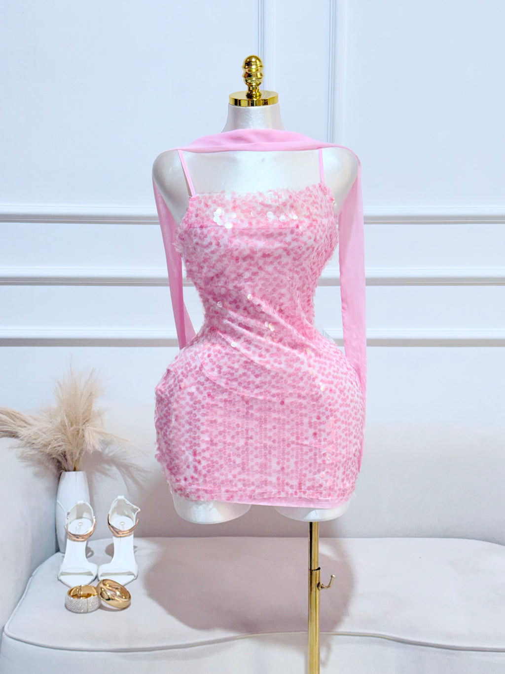 VESTIDO LENTEJUELAS ROSA
