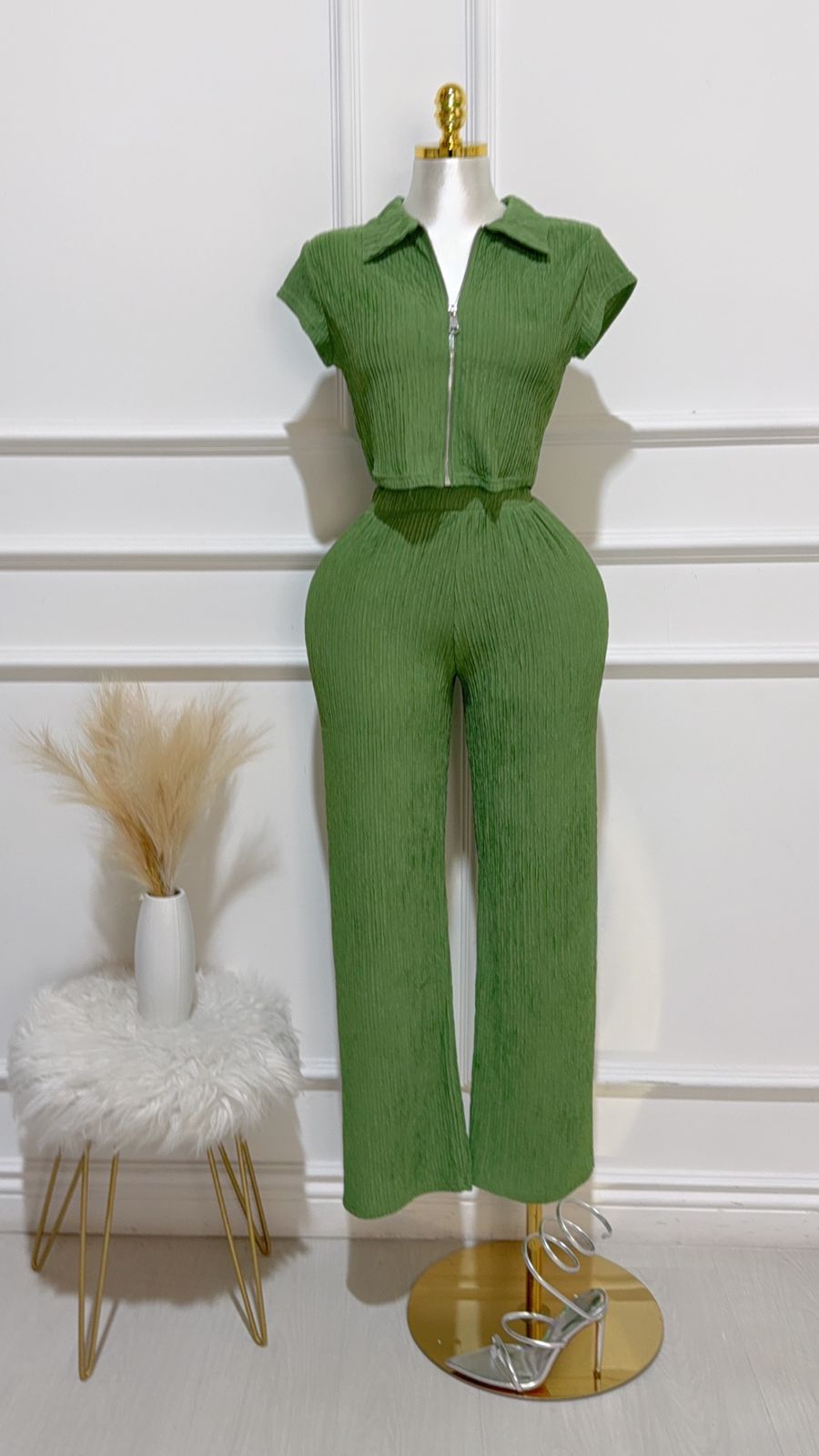 Set Textura Arrugada Verde