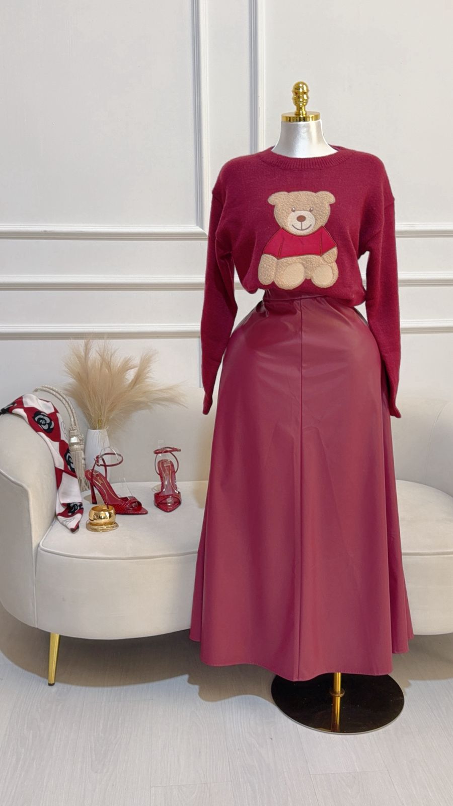 Sueter Oso De Peluche Tinto