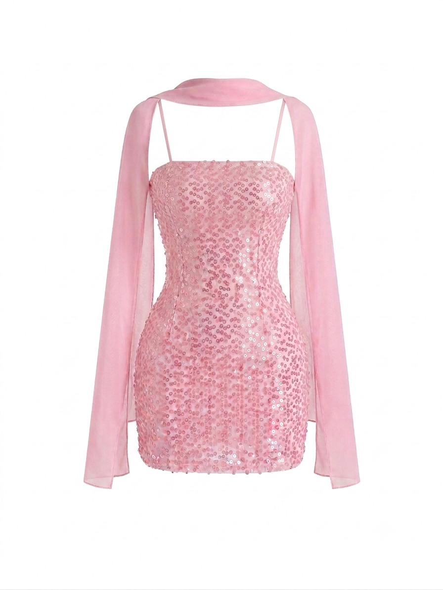 VESTIDO LENTEJUELAS ROSA