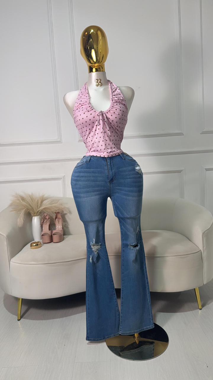 BLUSA MOÑO BOLITAS CAFES