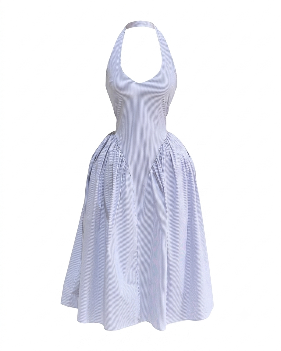 VESTIDO AZUL LARGO RAYAS