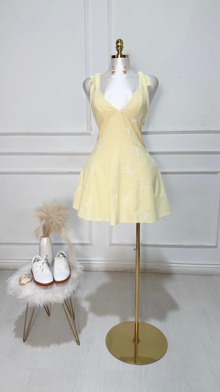 Vestido Amarillo Tirantes Corto