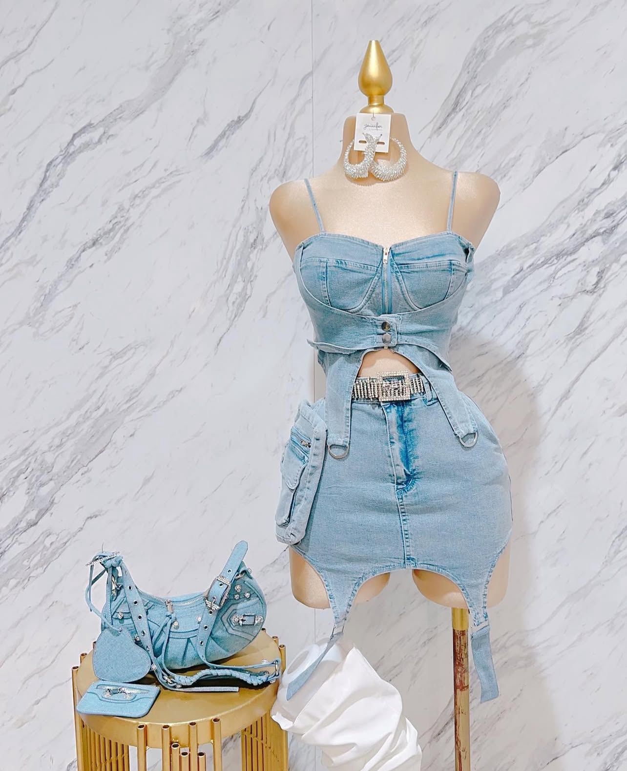 Set Top Falda Denim Mezclilla