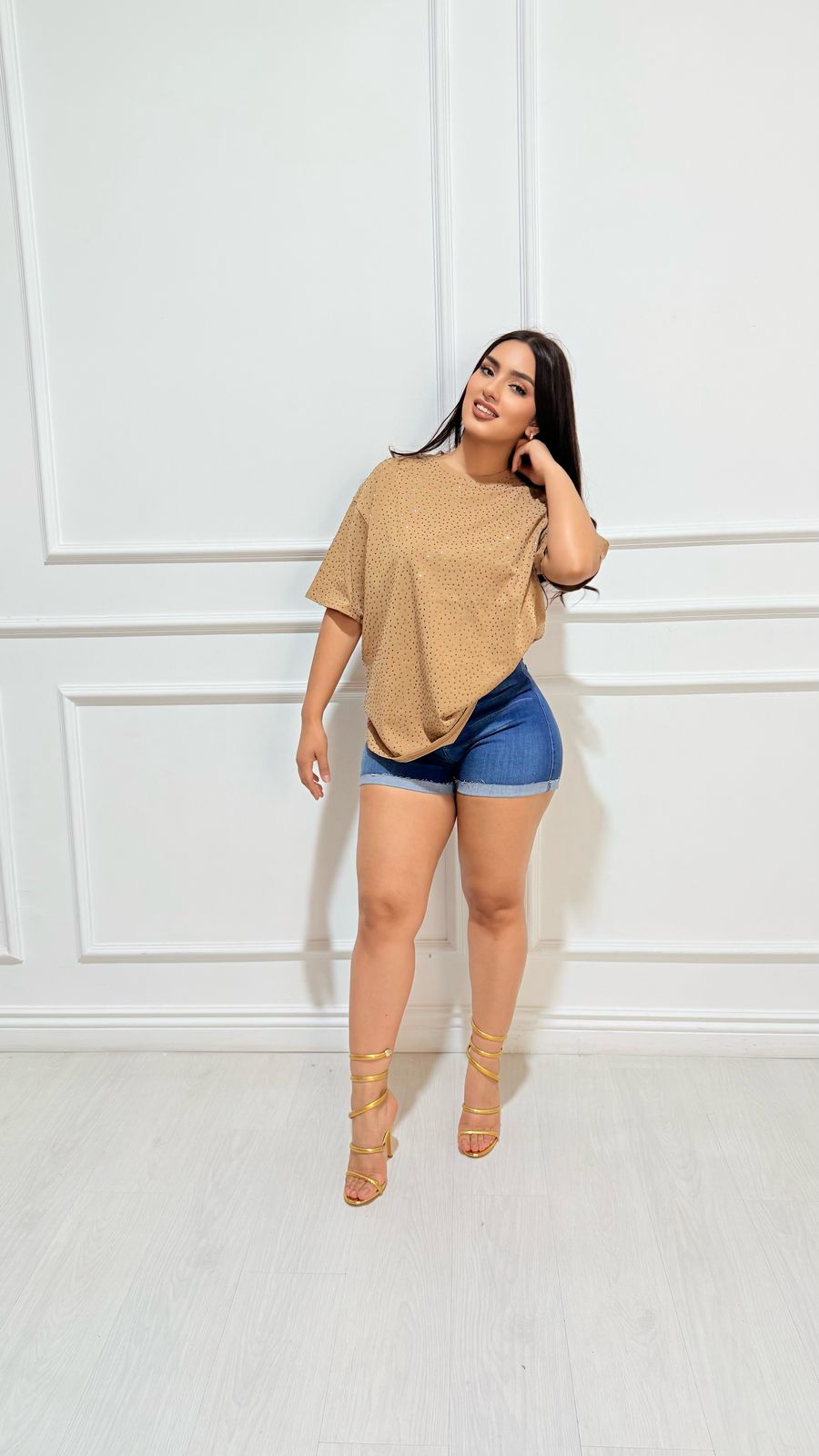 Blusa Deslavada Mustard Piedras
