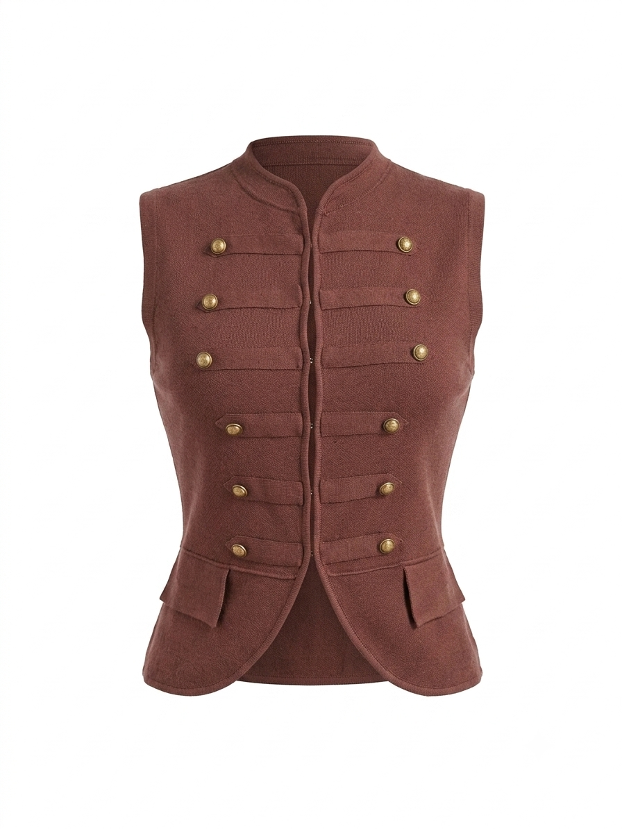 BLUSA CAFÉ DETALLES DORADOS