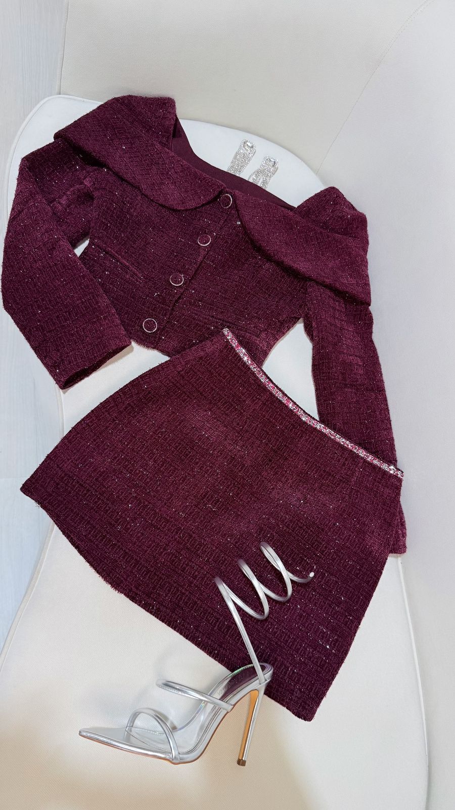 Set Saco/Falda Tinto Brilloso