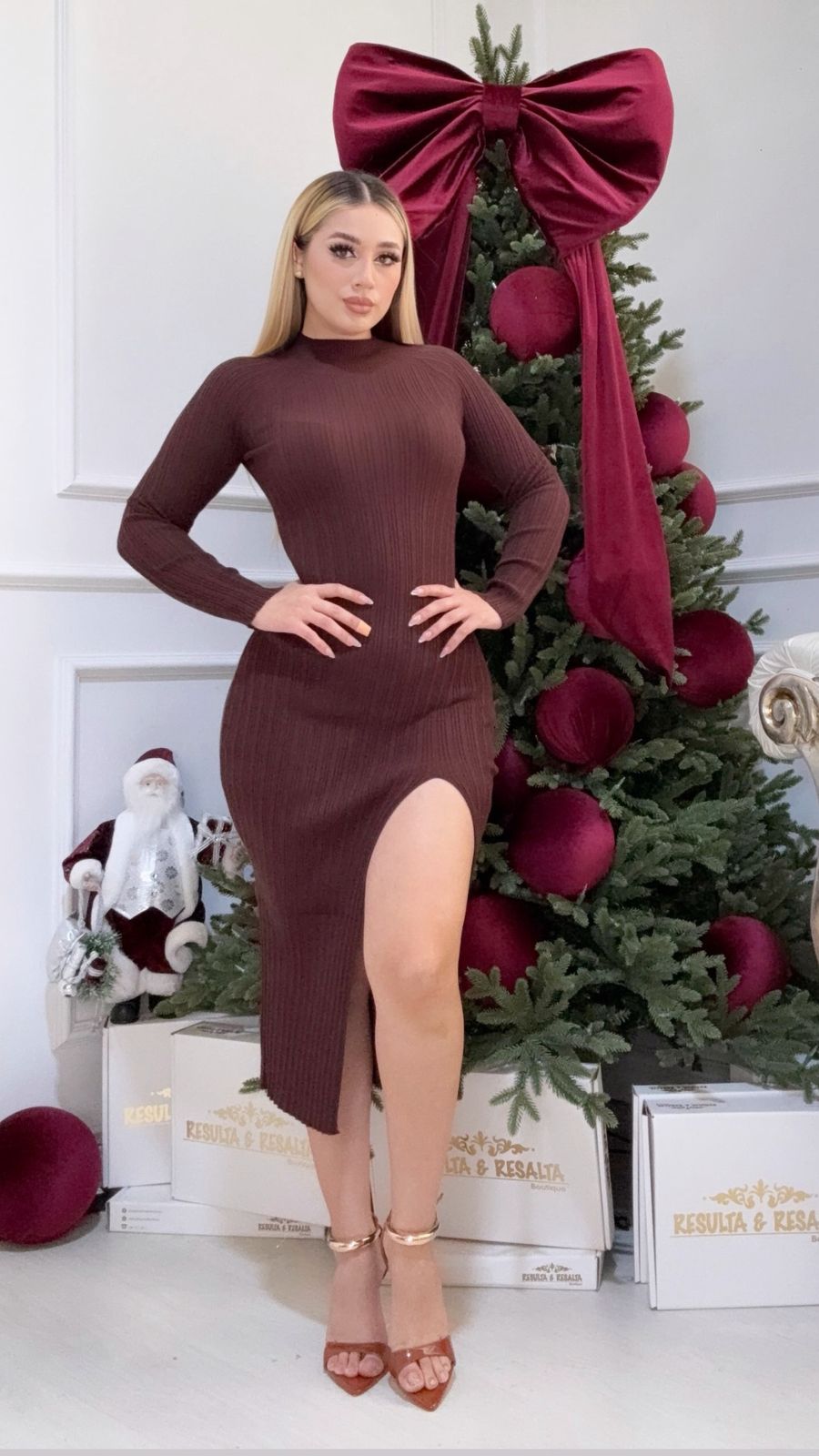 Vestido Detalle Abertura Cafe