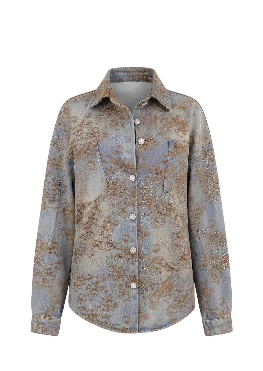 CAMISA MEZCLILLA ML BRILLOS