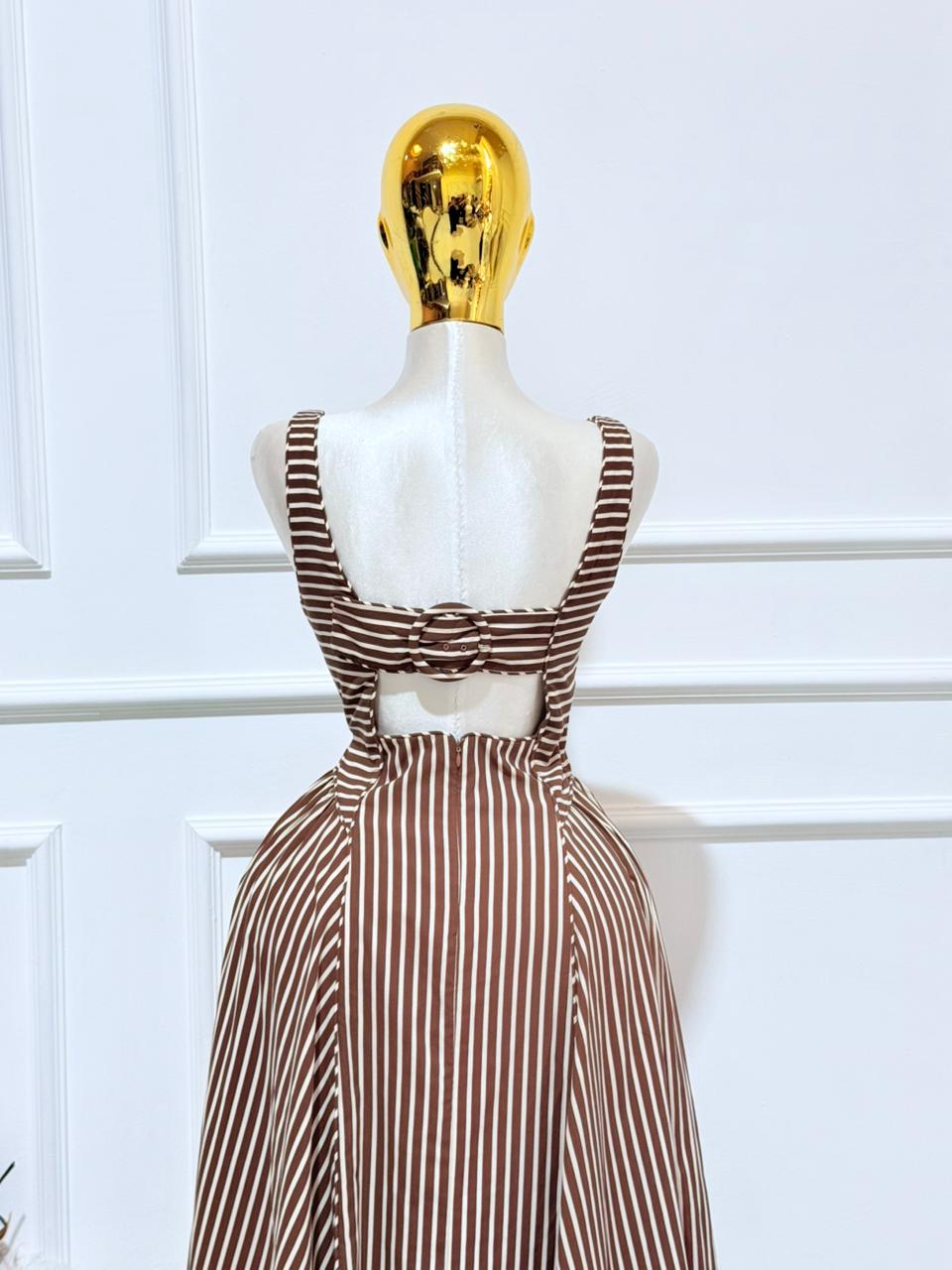VESTIDO RAYAS CAFE TIRANTES