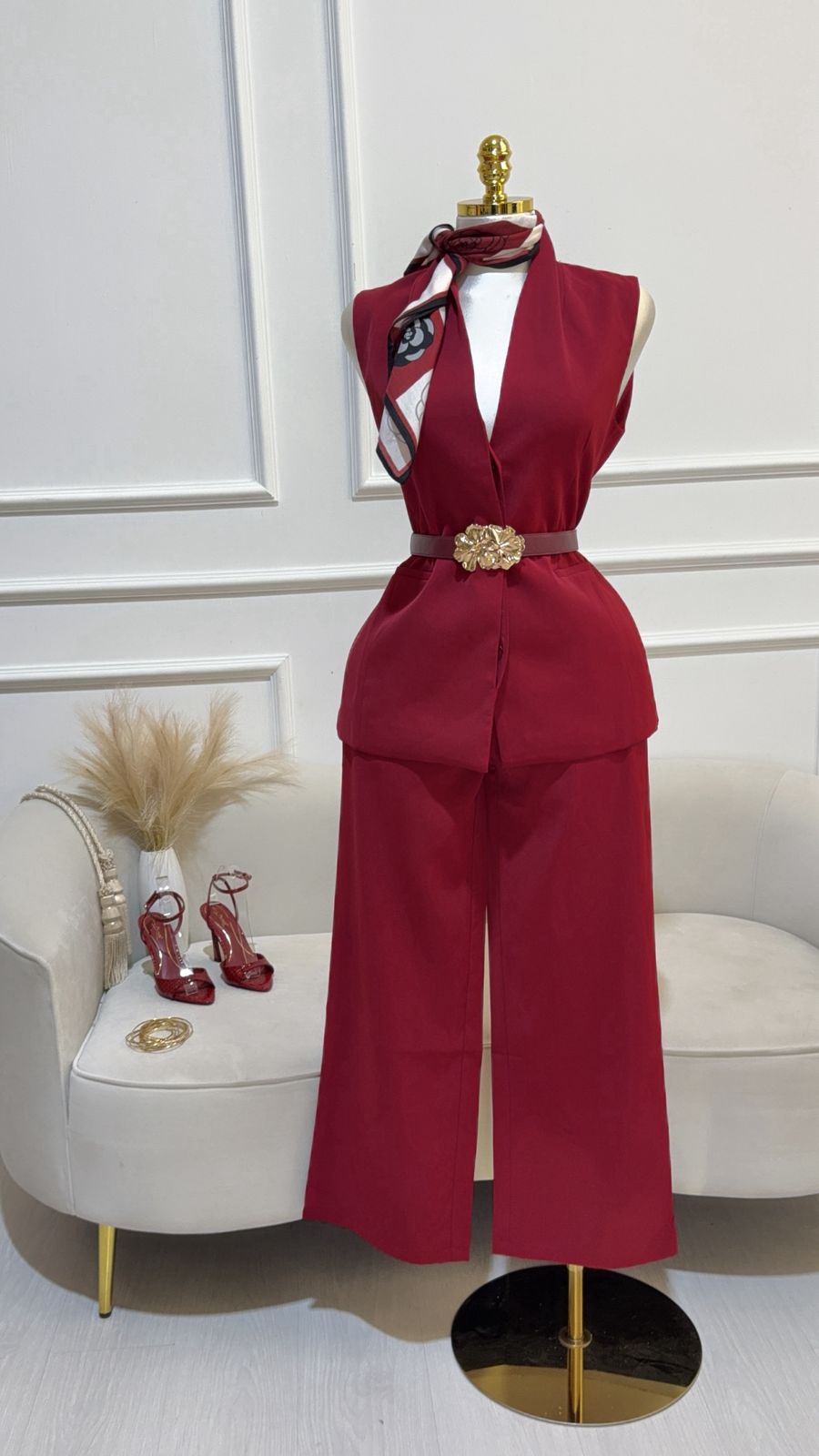 Set Chaleco Pantalon Tinto
