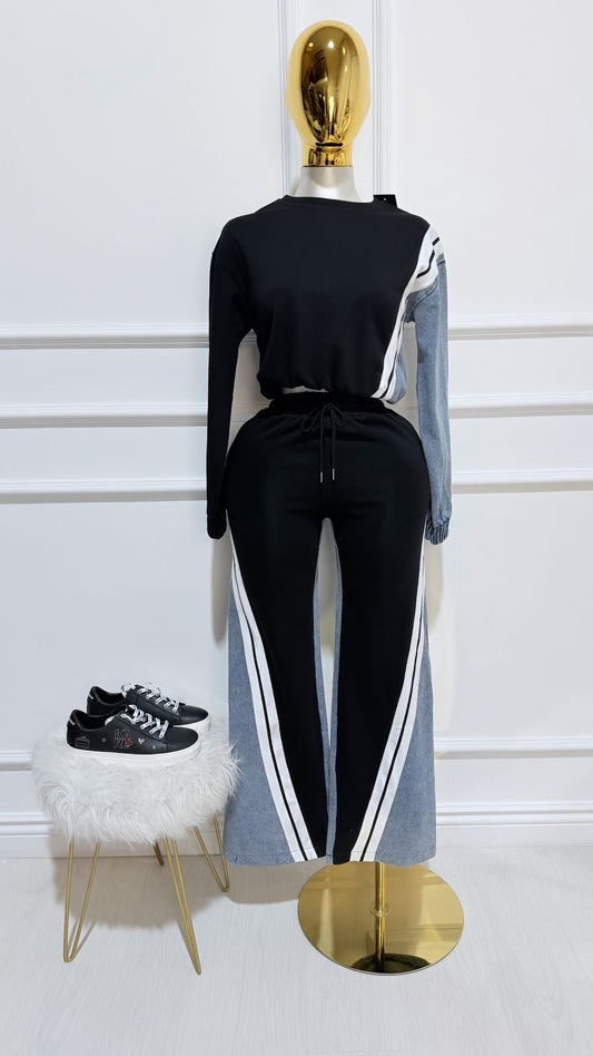 Set Mezclilla Negro Blanco