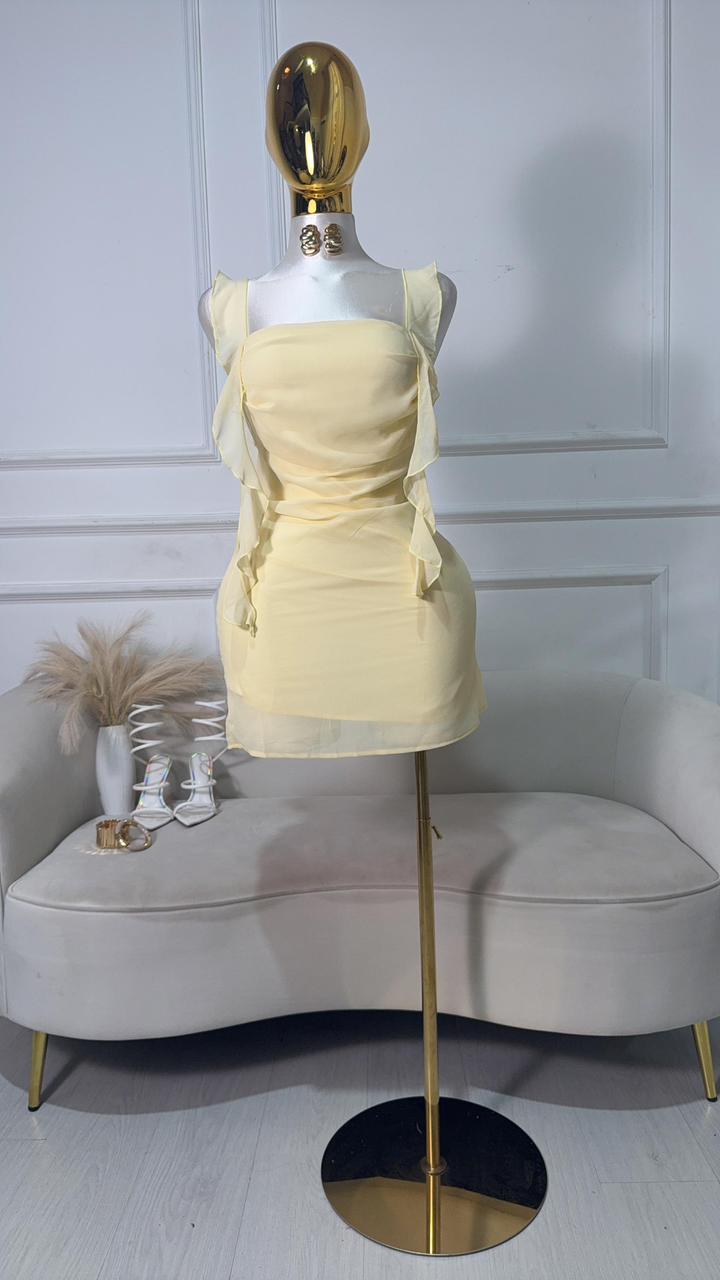 VESTIDO AMARILLO CORTO MANGA TIRANTE